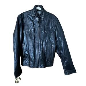 Chevirex Rare Men’s Leather Motorcycle Bomber Jacket Sherpa Neck Size 38 Moto